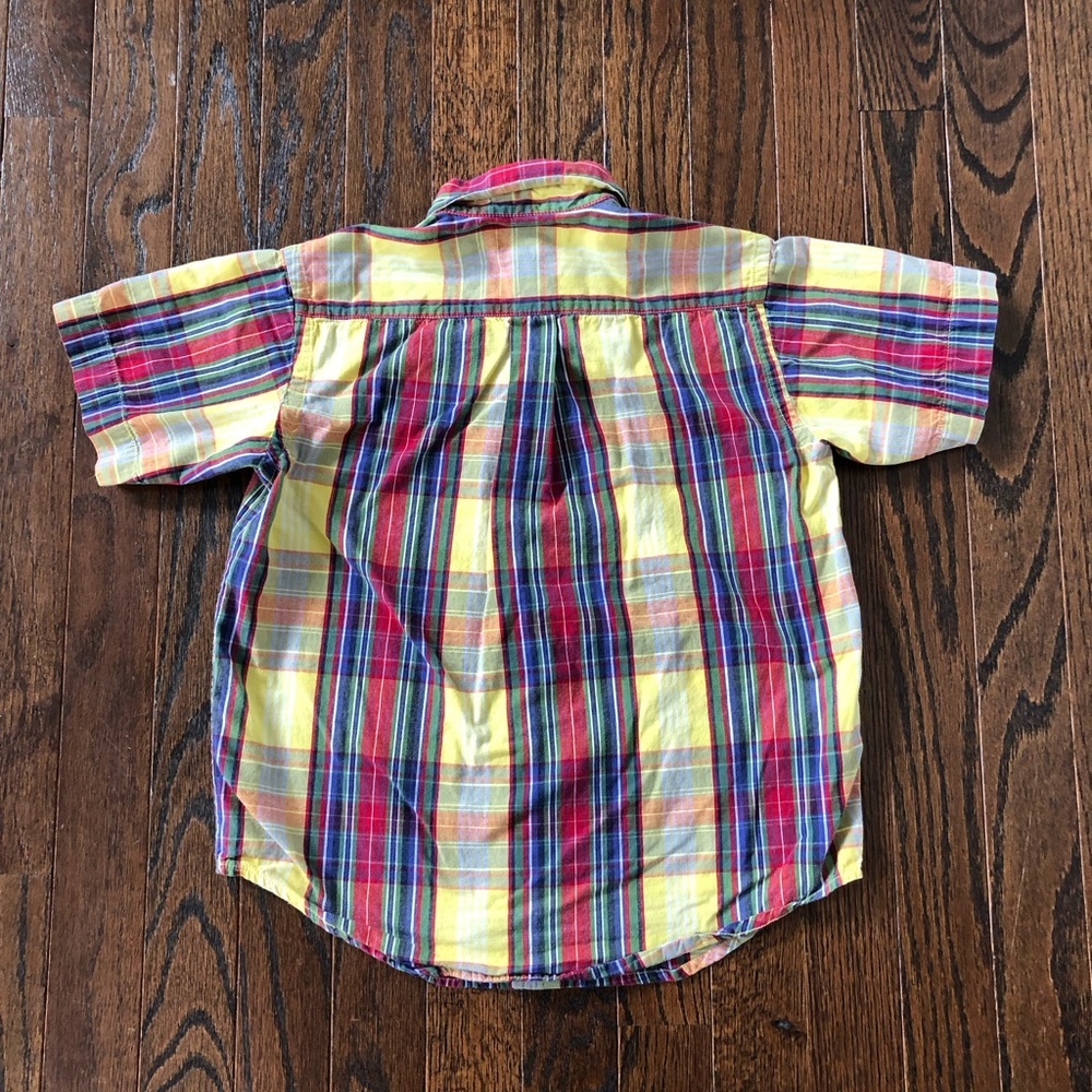 Ralph Lauren Boys 6 Yellow/Red/Blue Plaid Short-Sleeved Cotton Button-Down Shirt - Picture 8 of 8